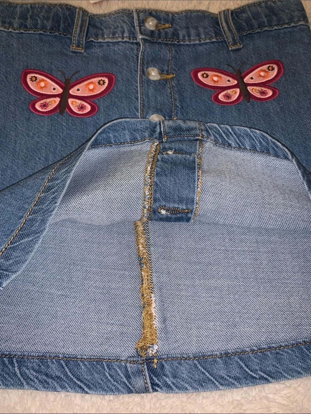 NWT Gymboree Embroidered Butterfly Denim Skirt 8 Adjustable Waist